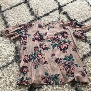 Floral cold shoulder top